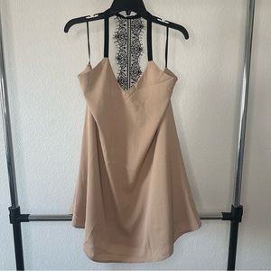SHEIN tan basic dress with lace back size medium